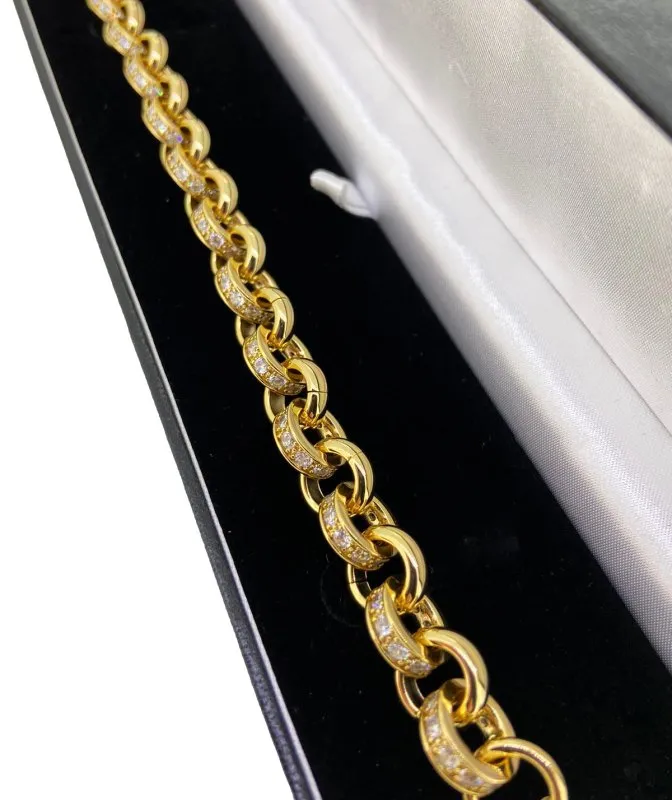 10mm Gold Filled Pattern Belcher Bracelet Stones 8/9.5 Inch