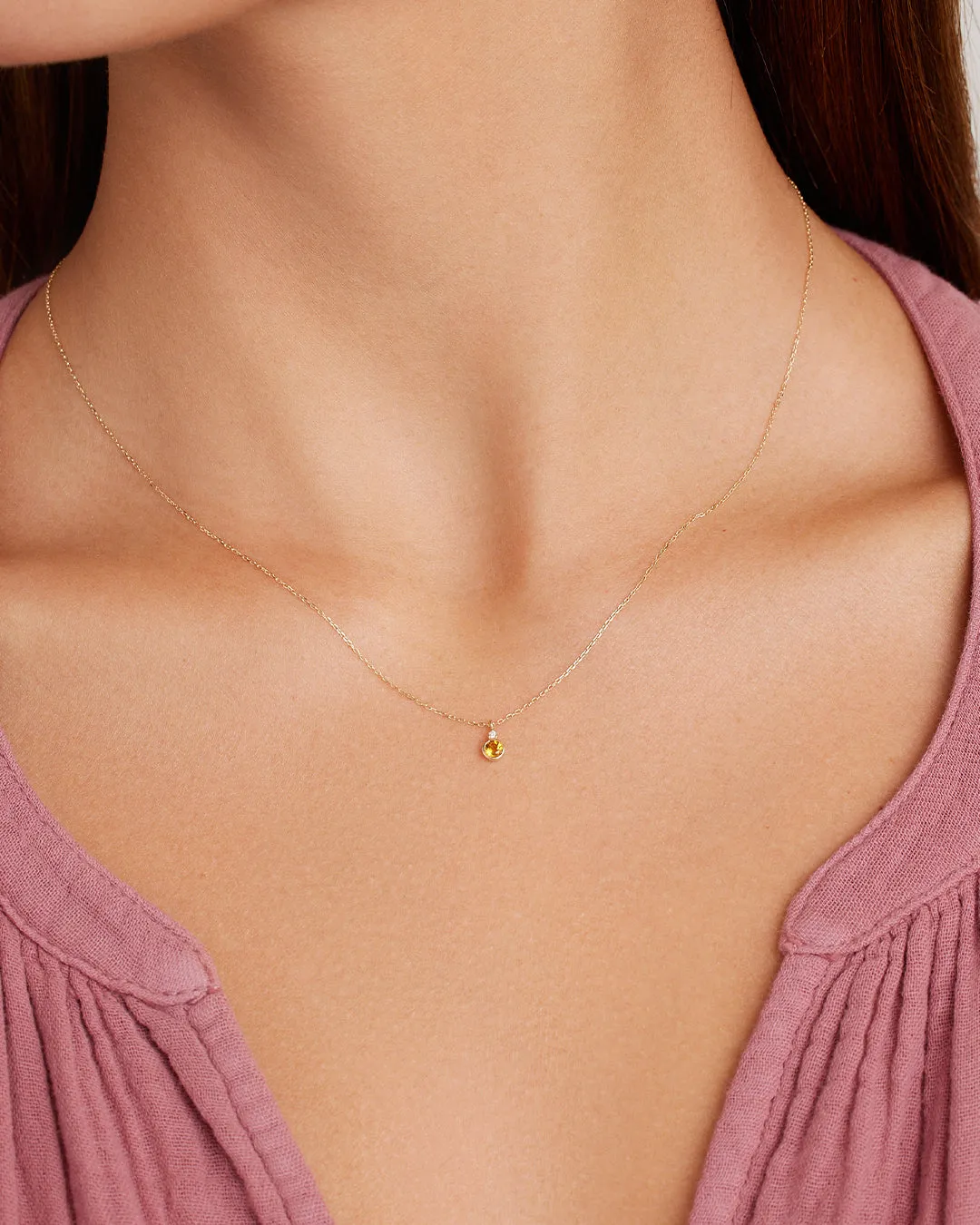 14k Gold Birthstone Necklace