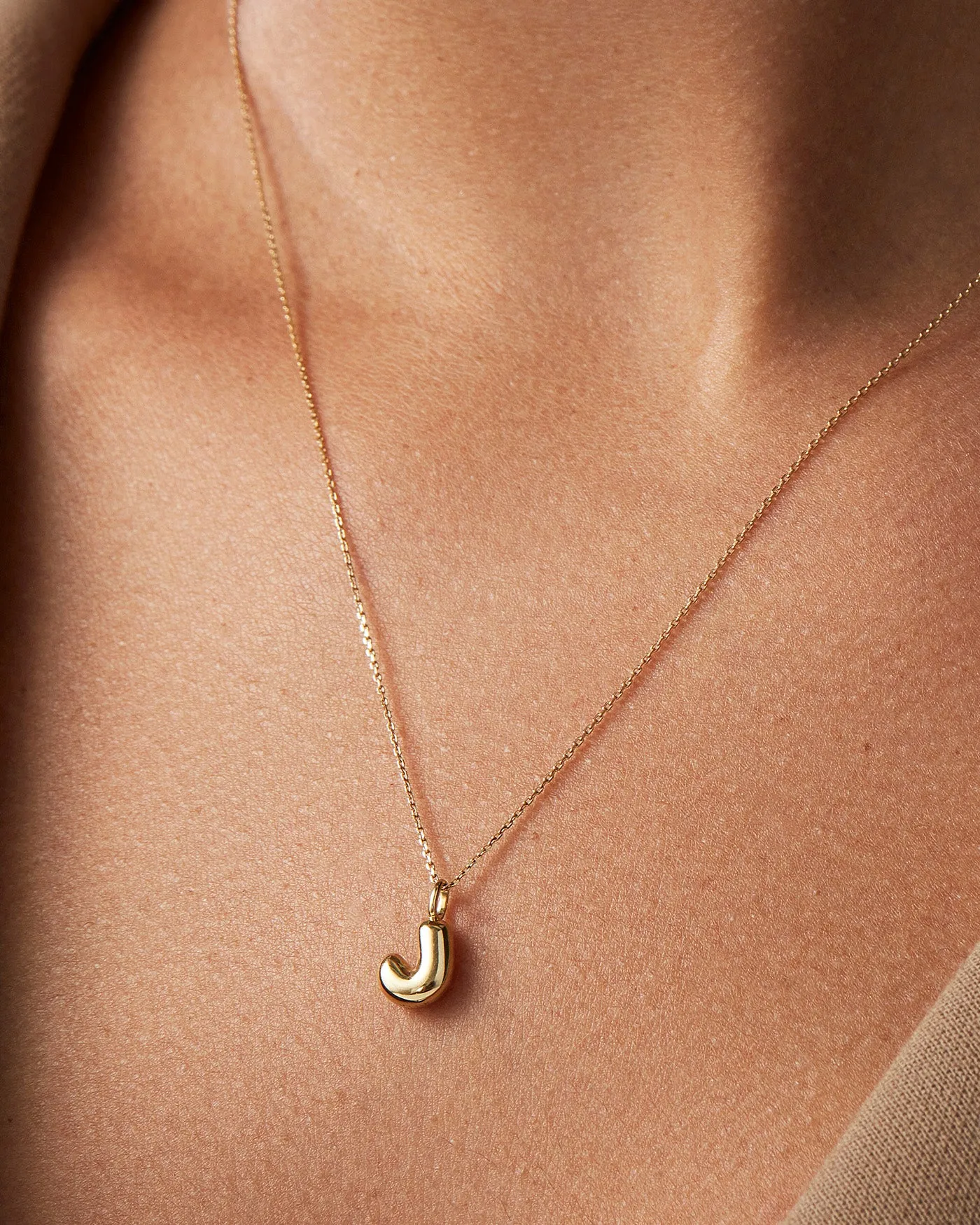 14K Gold Bubble Letter Necklace - J