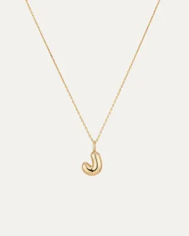 14K Gold Bubble Letter Necklace - J