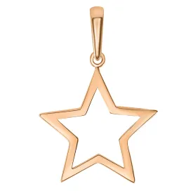 14k Rose Gold Simple Open Star Charm Pendant