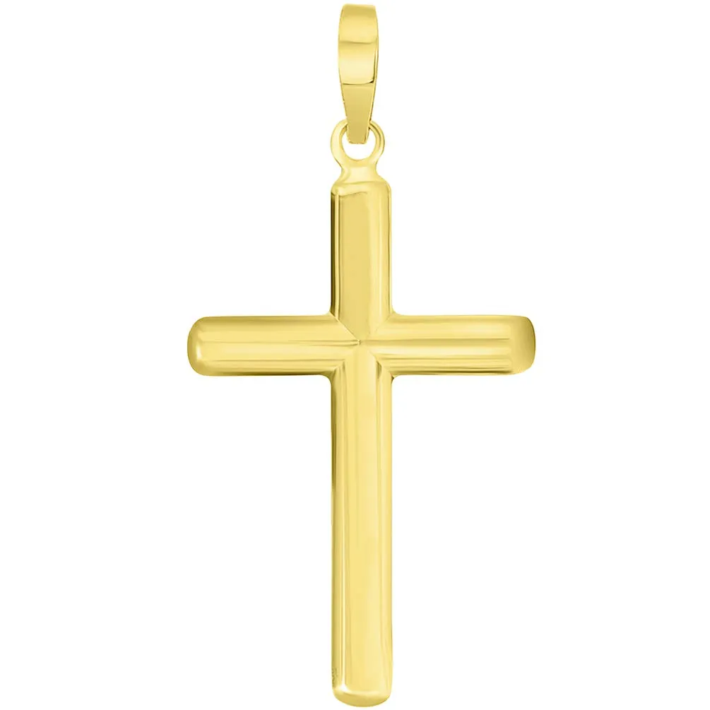 14k Solid Yellow Gold, White Gold or Rose Gold Traditional Religious Plain Cross Pendant