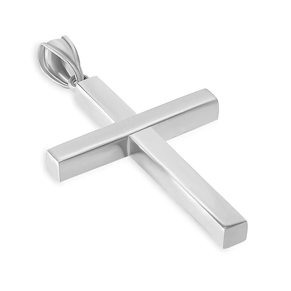 14k White Gold Simple Religious Cross Pendant