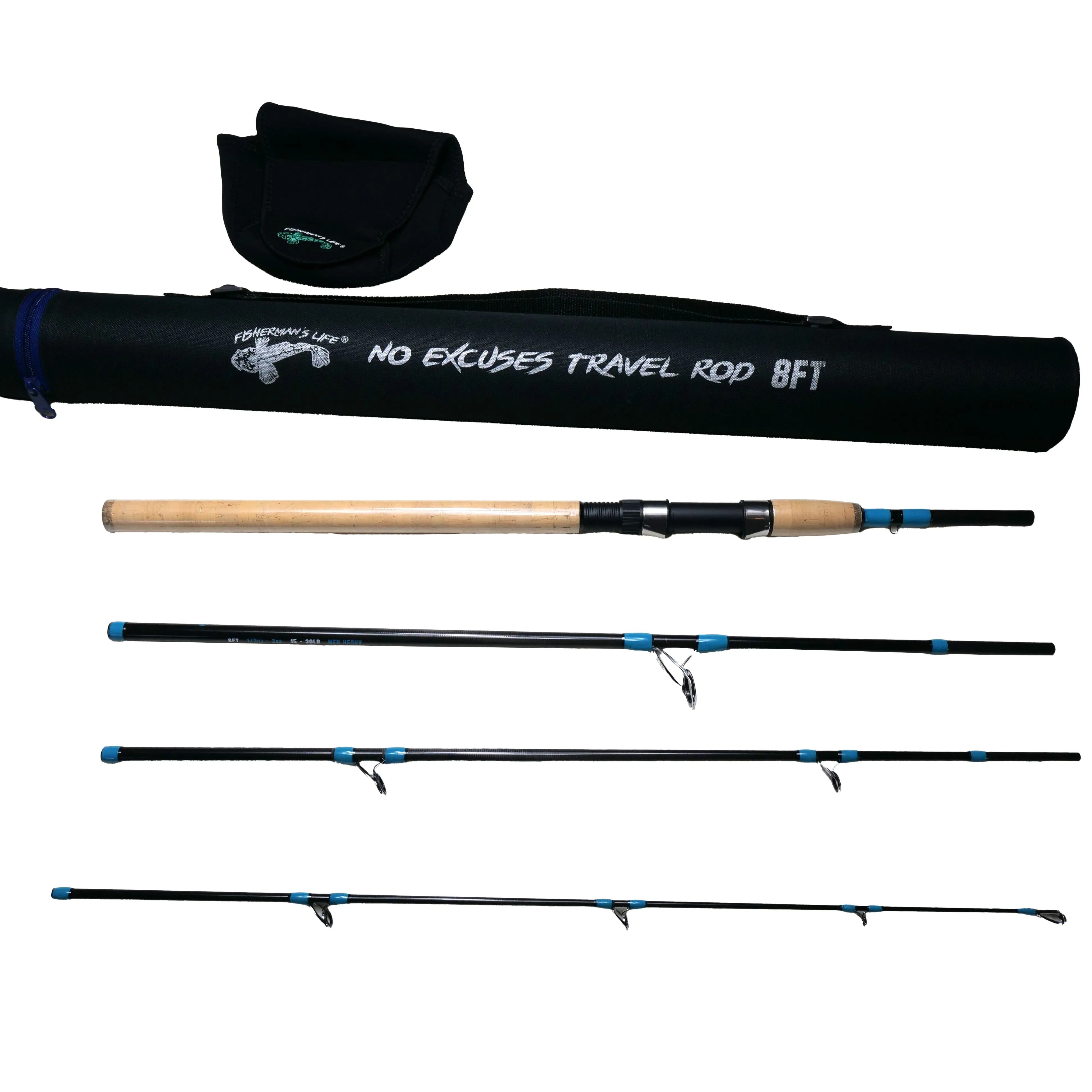 8Ft No Excuses Travel Rod with Tube Medium-Heavy Action 1/2oz to 2oz