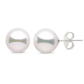 9.0-9.5 mm White Hanadama Pearl Stud Earrings