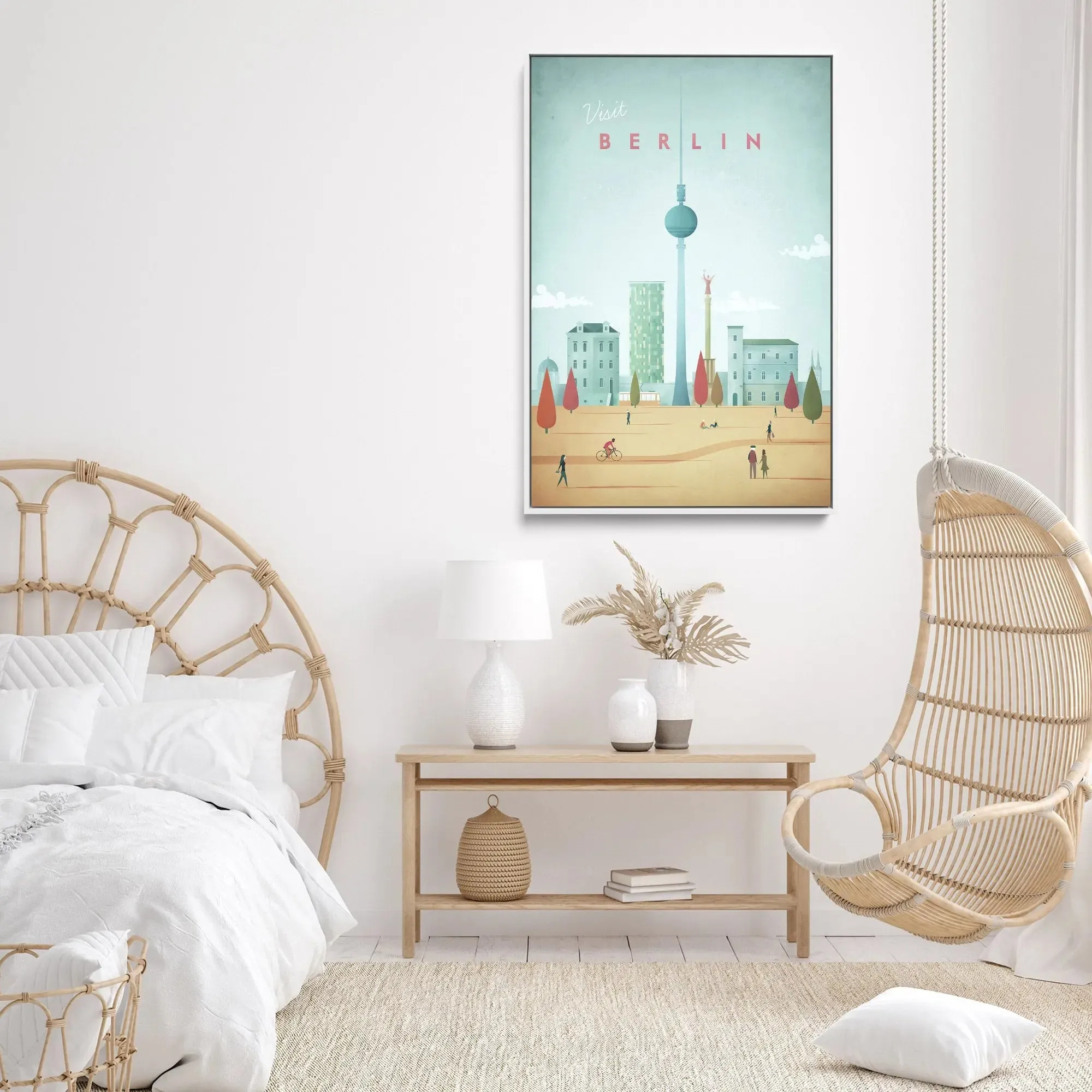 Berlin by Henry Rivers - Stretched Canvas Print or Framed Fine Art Print - Artwork- Vintage Inspired Travel Poster