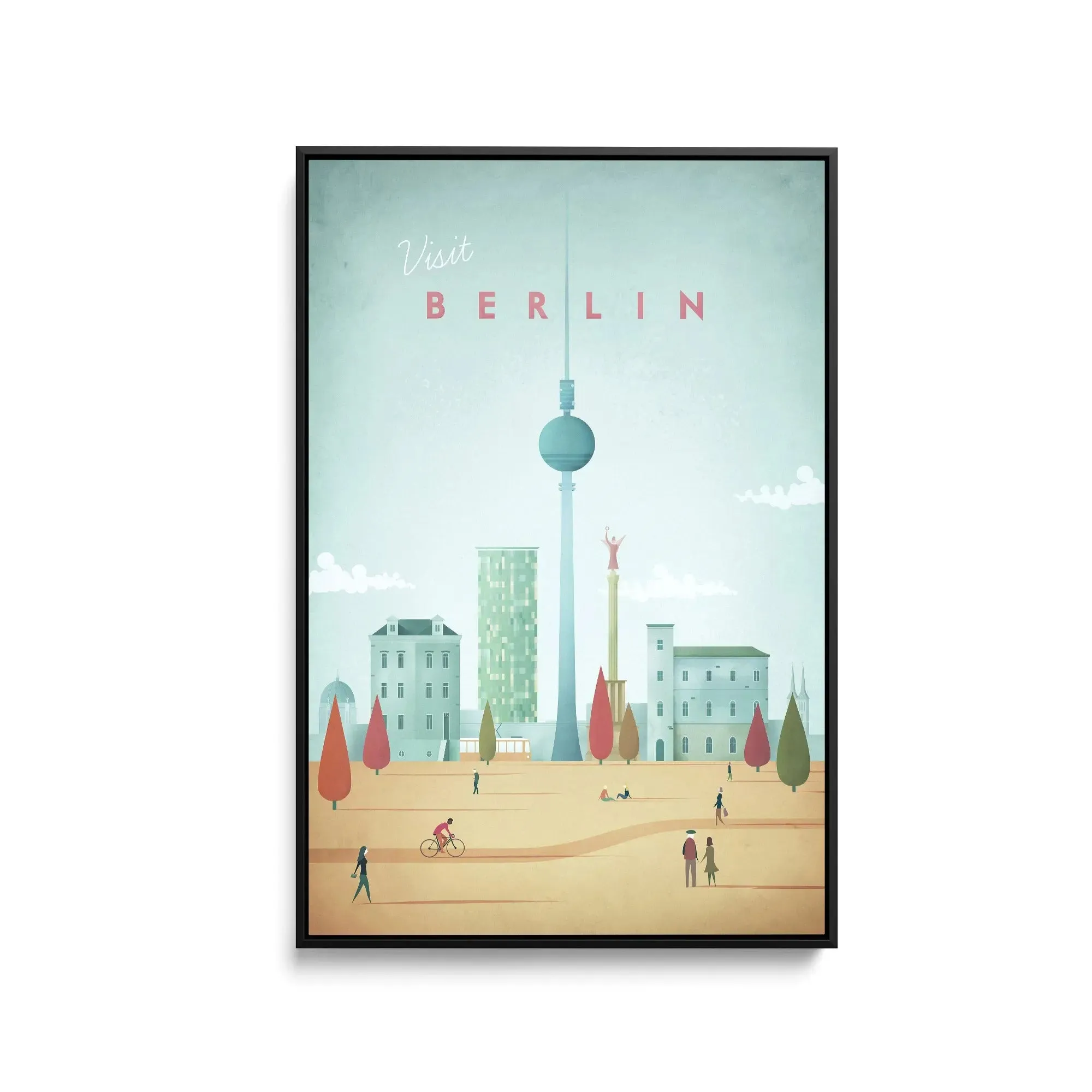 Berlin by Henry Rivers - Stretched Canvas Print or Framed Fine Art Print - Artwork- Vintage Inspired Travel Poster