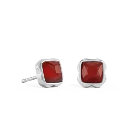 Birthstone January Earrings Red Agate Silver