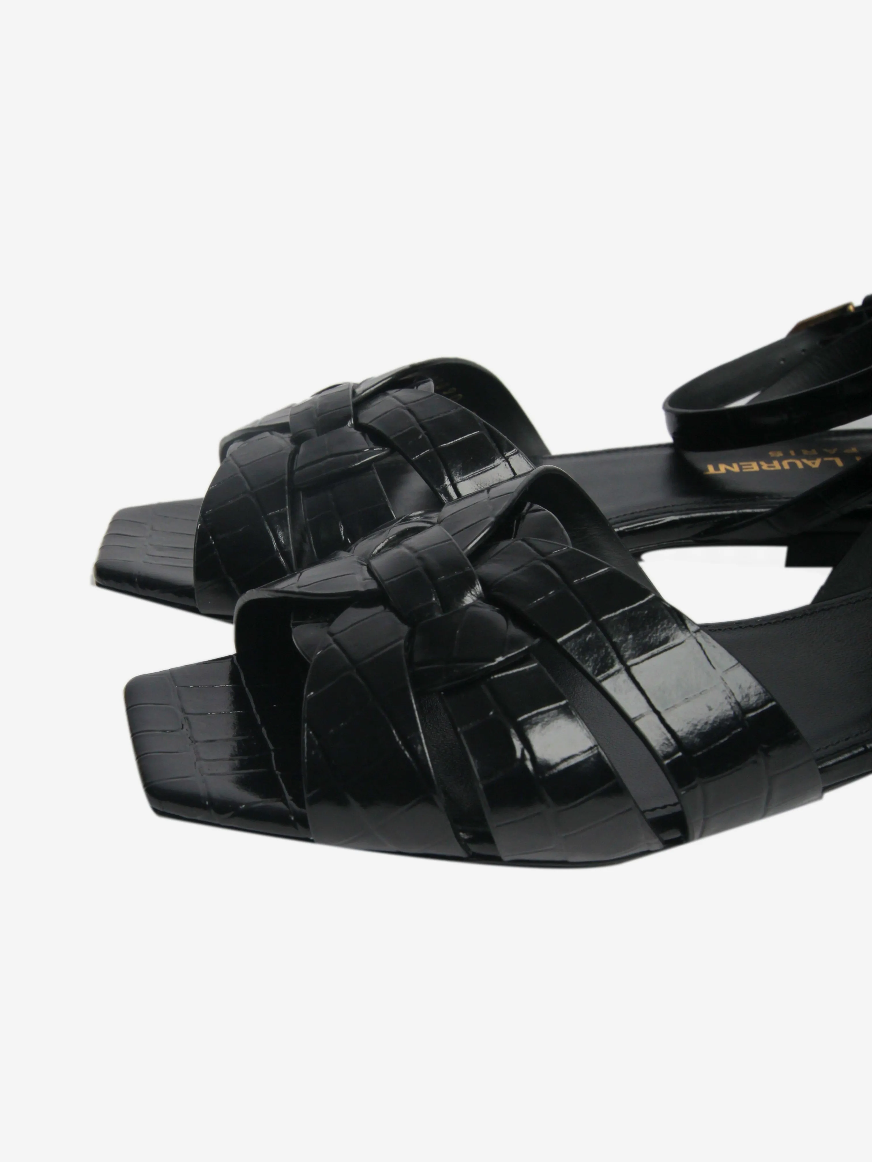 Black croc-embossed Tribute sandals - size EU 34.5