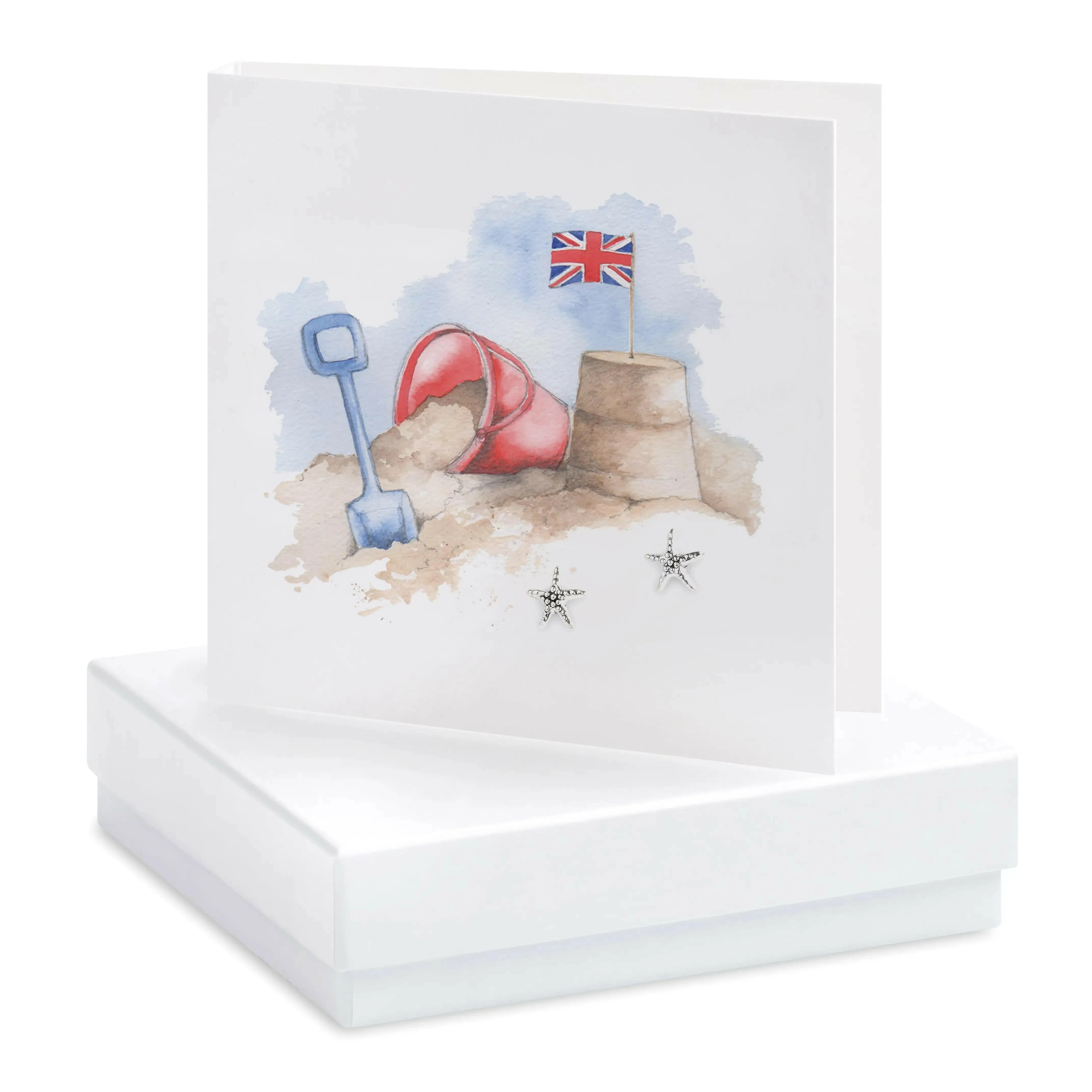 Boxed Sandcastle, Bucket and Spade Earring Card