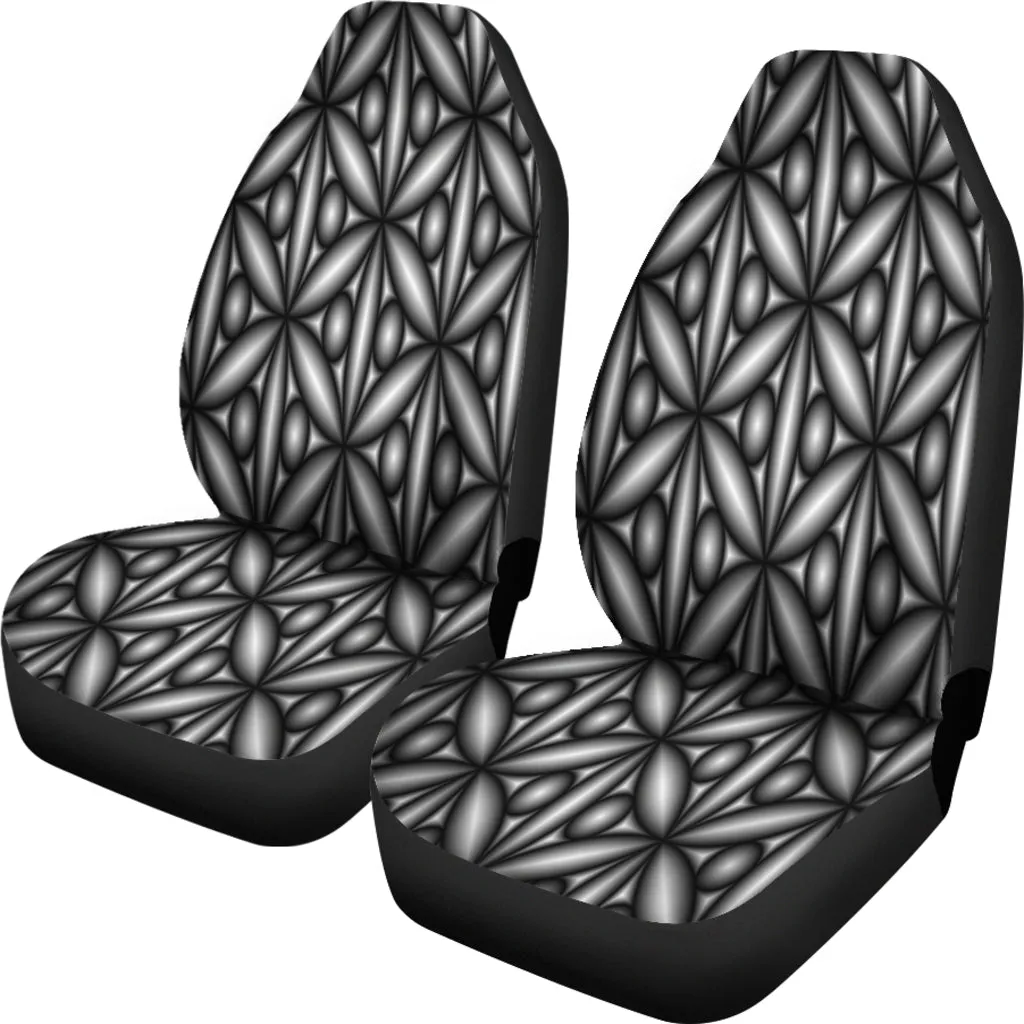 Car Seat Covers Black and White Geometric Design