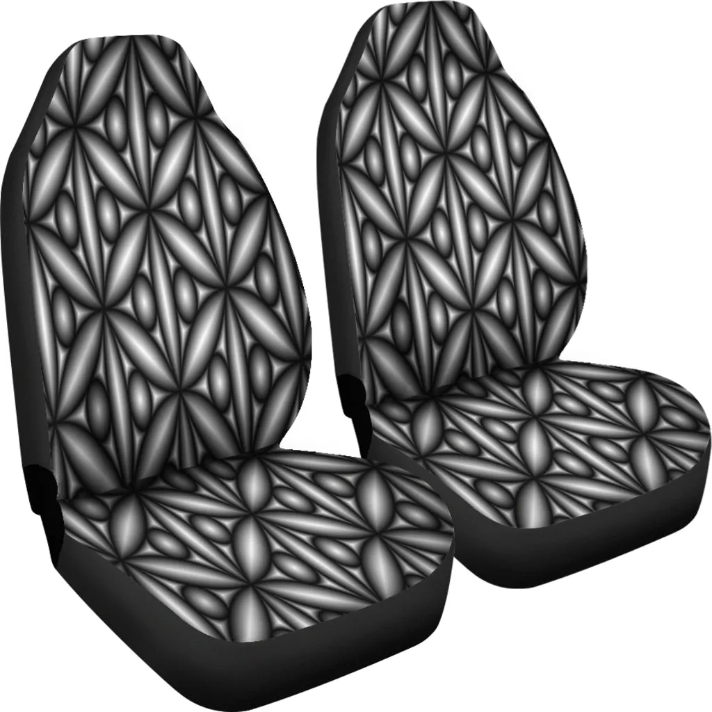 Car Seat Covers Black and White Geometric Design