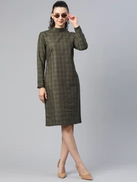 Checkered Tweed Dress - Green