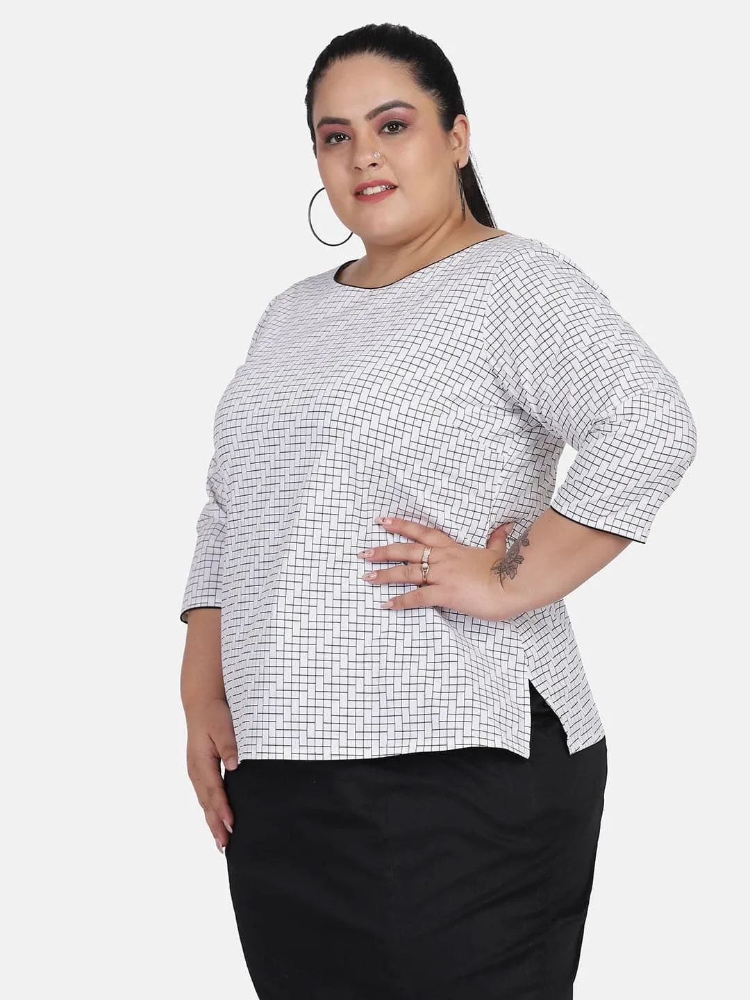 Cotton Stretch Top - Black and White