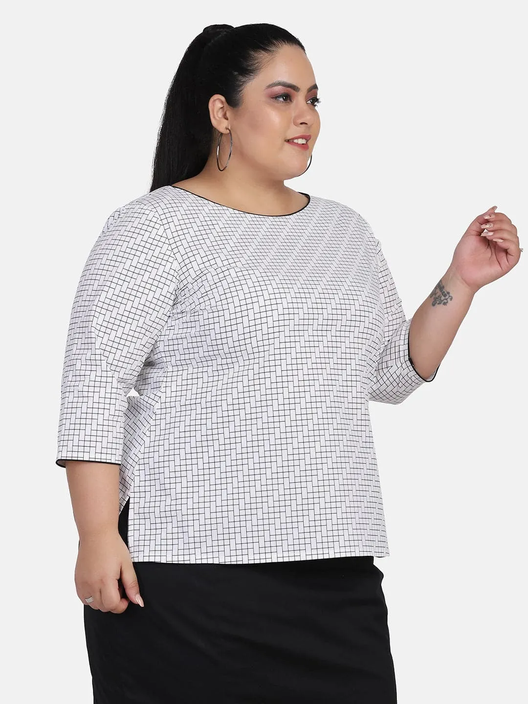 Cotton Stretch Top - Black and White