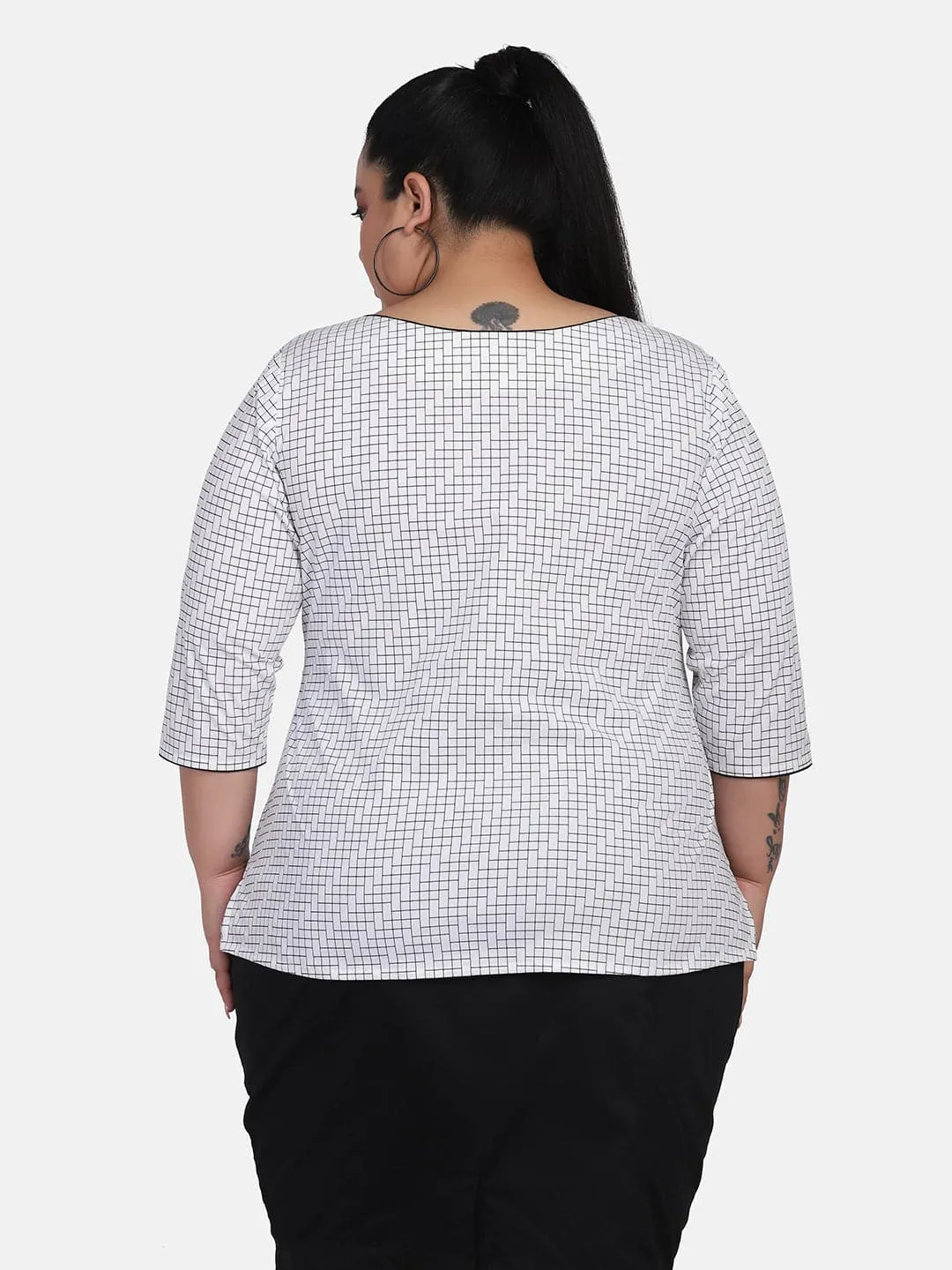 Cotton Stretch Top - Black and White