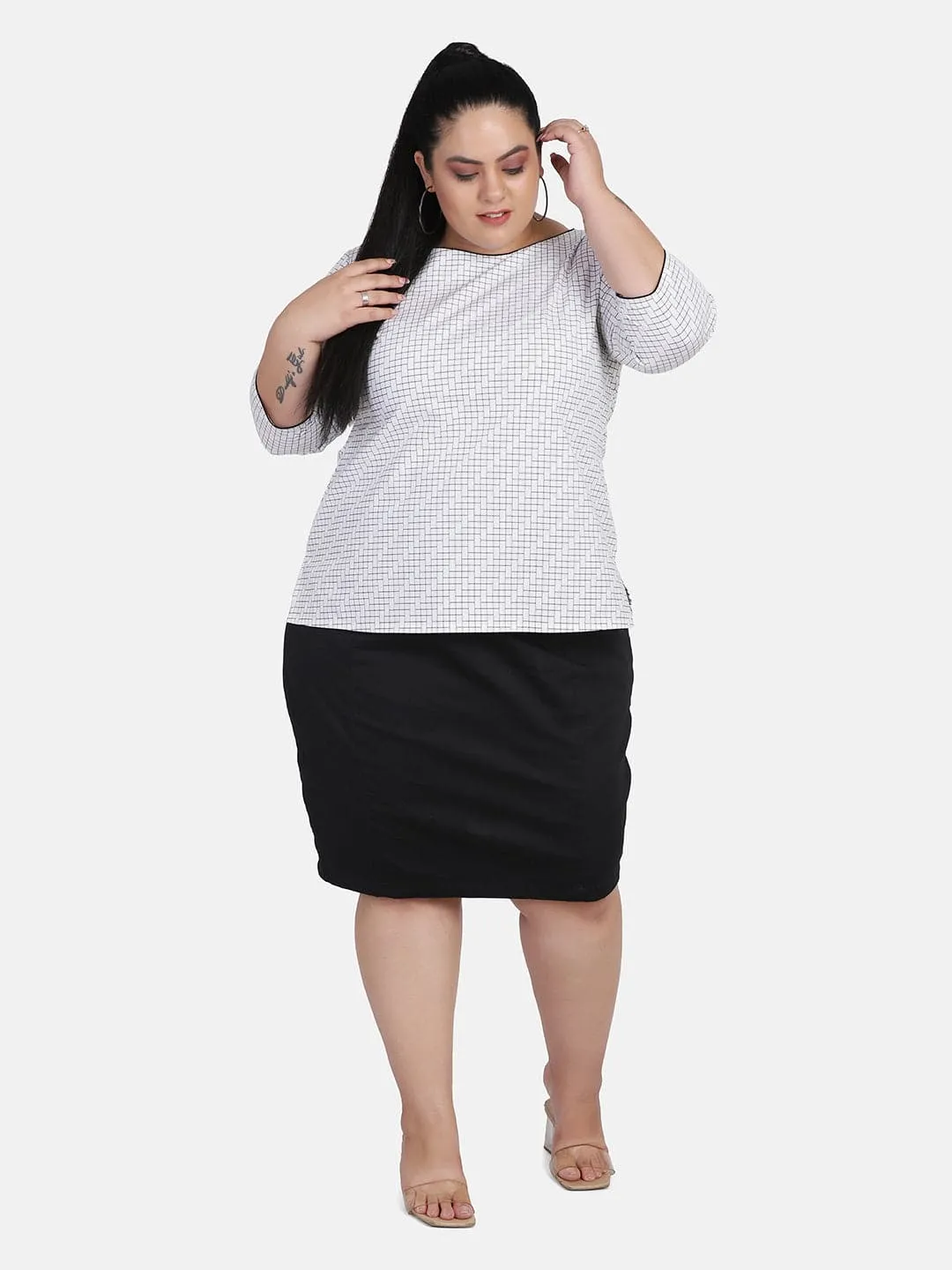 Cotton Stretch Top - Black and White