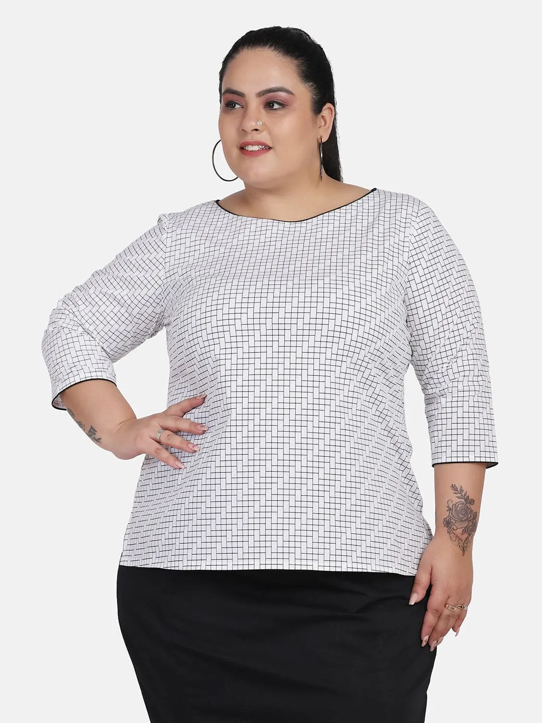 Cotton Stretch Top - Black and White