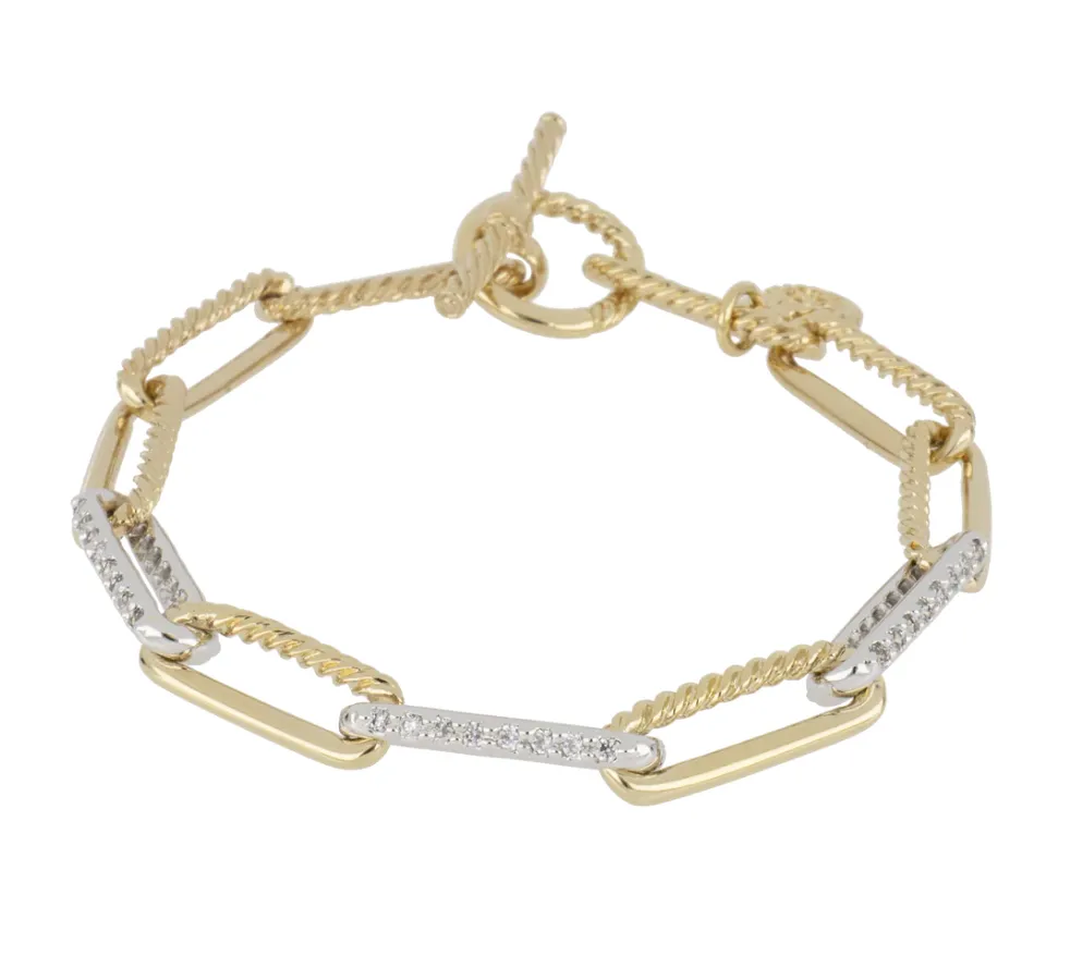 Diamante Corrente Toggle Links Bracelet with Pavé