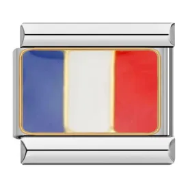 France Flag, on Silver