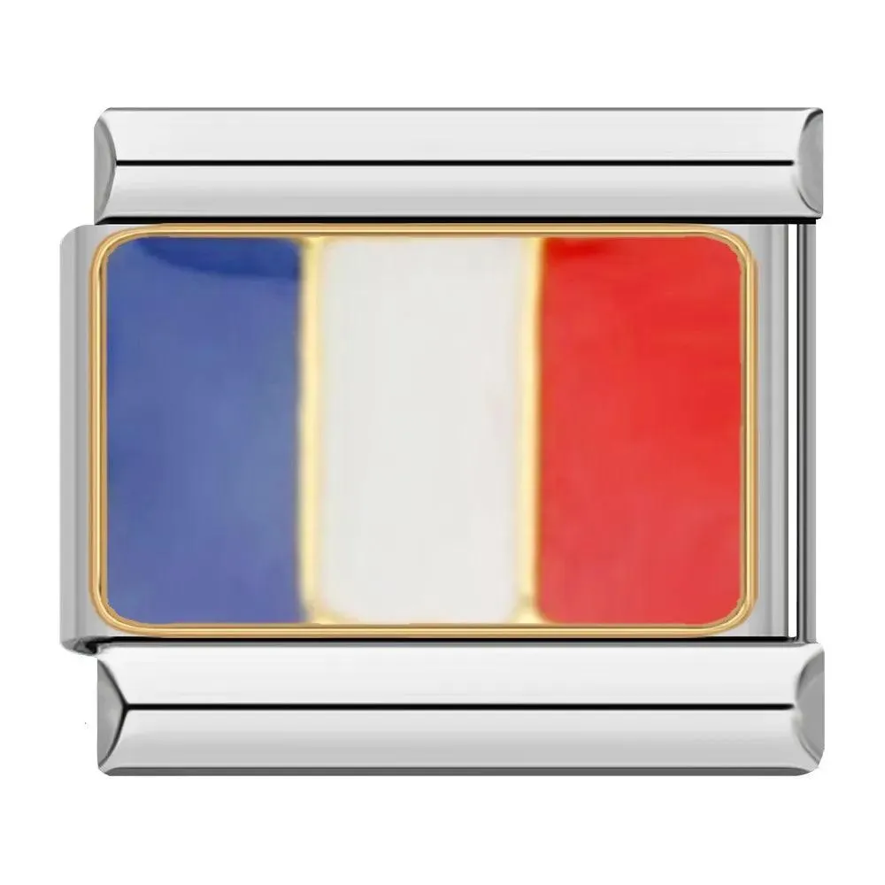 France Flag, on Silver