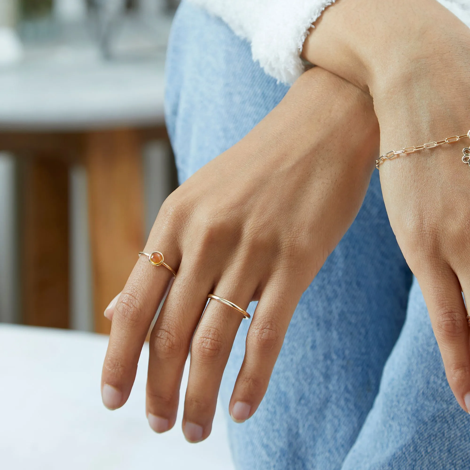 Gemstone Stacking Ring With Peridot