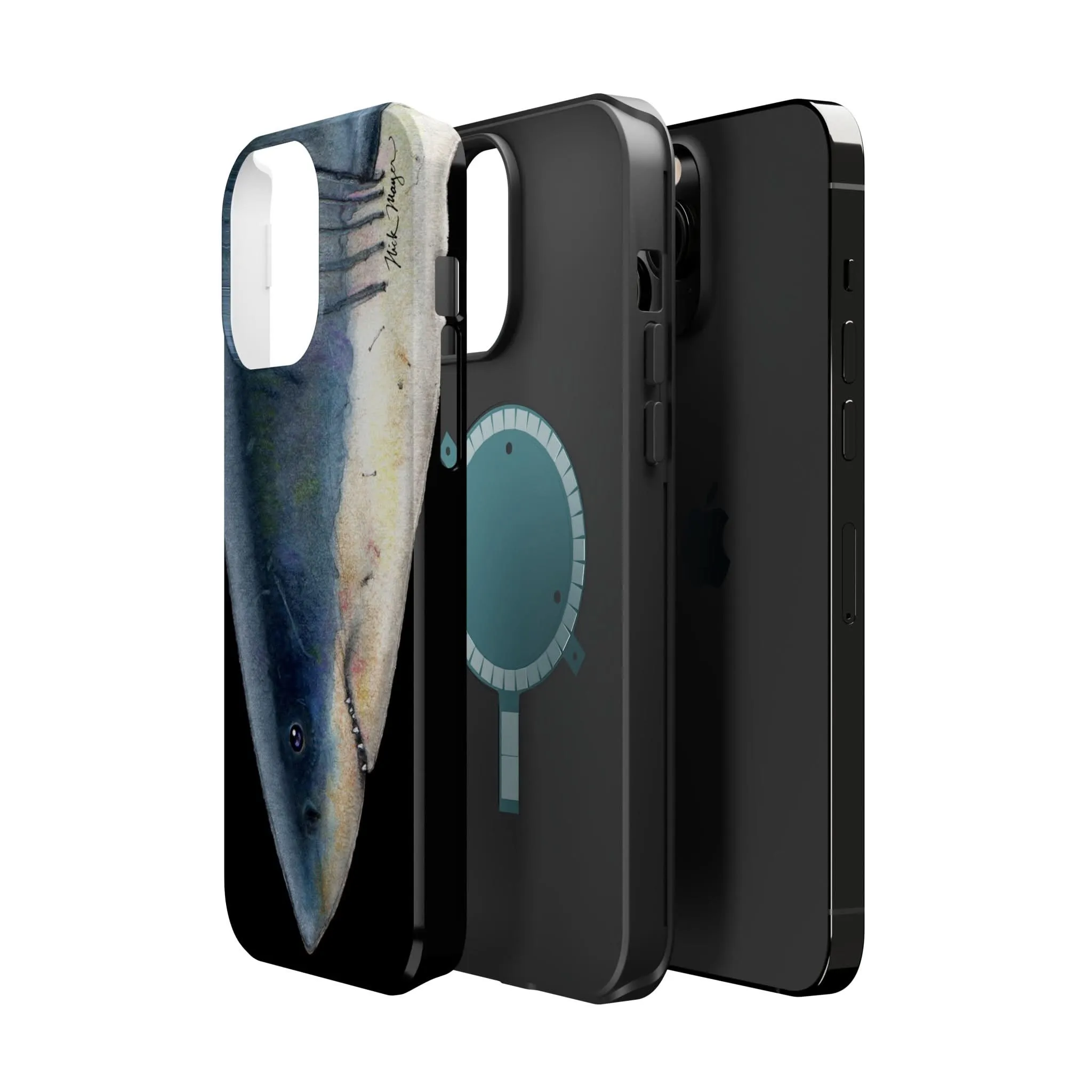 Great White Shark Face MagSafe Black iPhone Case