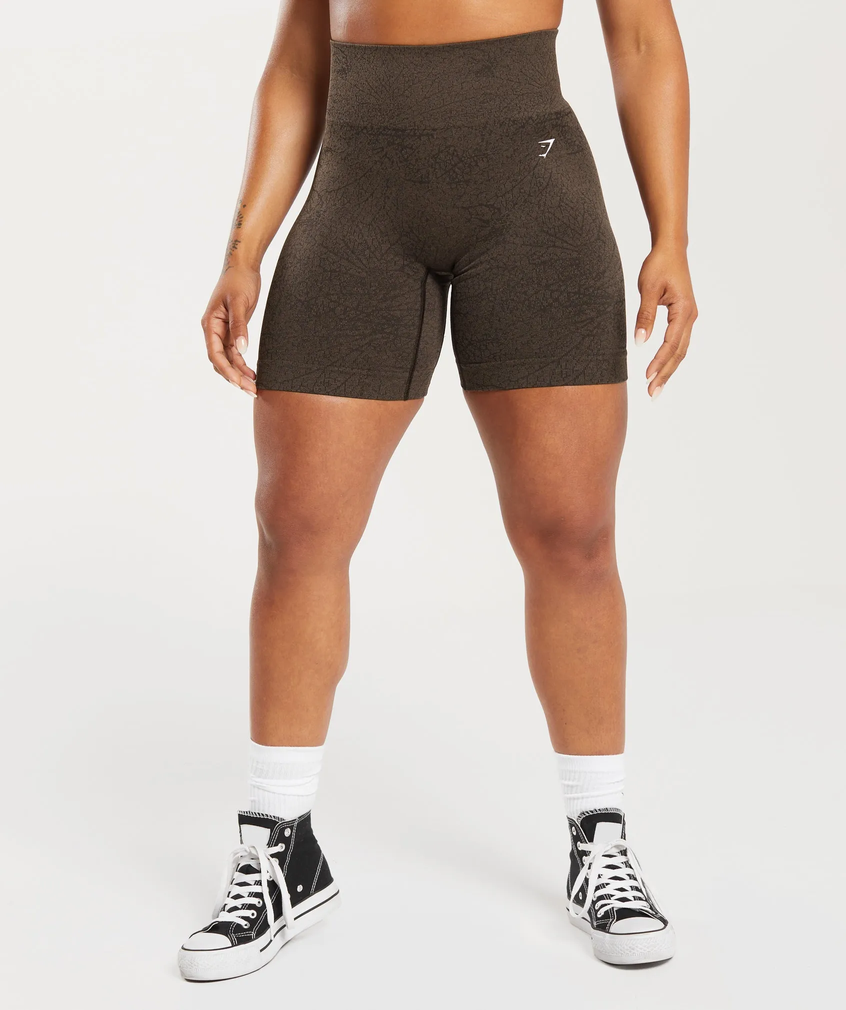 Gymshark Adapt Pattern Seamless Shorts - Woodland Brown/Soul Brown