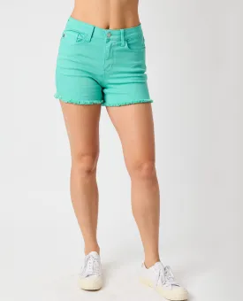 Judy Blue Mid Rise Fray Hem Shorts