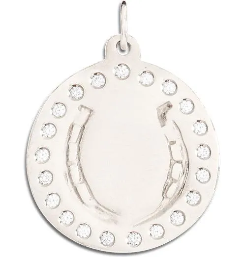 Large Horseshoe Disk Charm Pave Diamonds