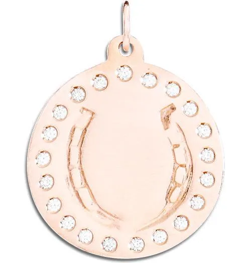 Large Horseshoe Disk Charm Pave Diamonds