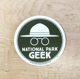 National Park Geek Logo Green Sticker (includes US shipping, via USPS only)