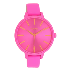 Neon pink OOZOO watch with neon pink leather strap - C11186