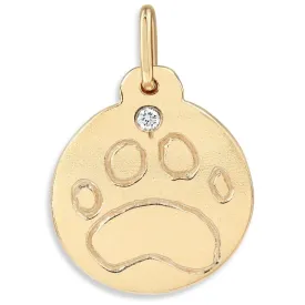 Paw Print Disk Charm With Diamond