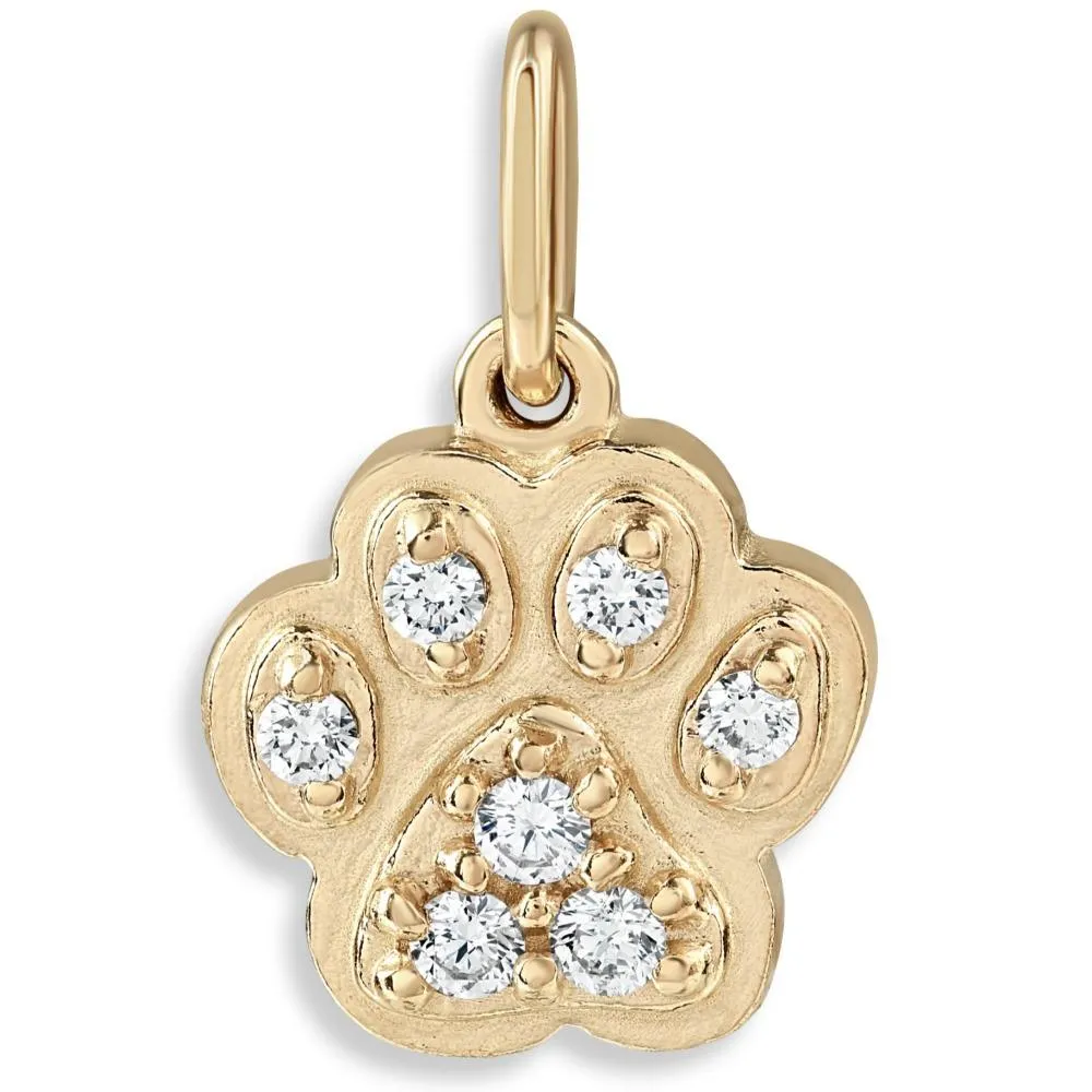 Paw Print Mini Charm Pavé Diamonds