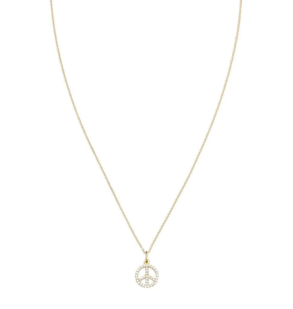 Peace Sign Mini Charm Pavé Diamonds