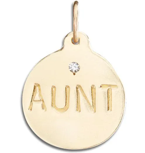 "Aunt" Disk Charm With Diamond