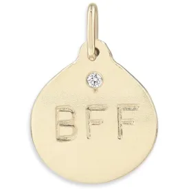 "BFF" Disk Charm With Diamond