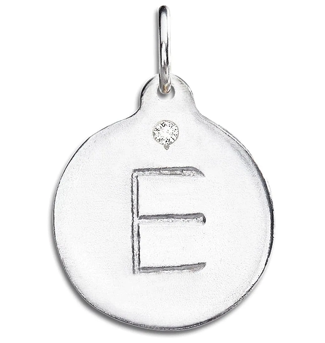 "E" Alphabet Charm With Diamond