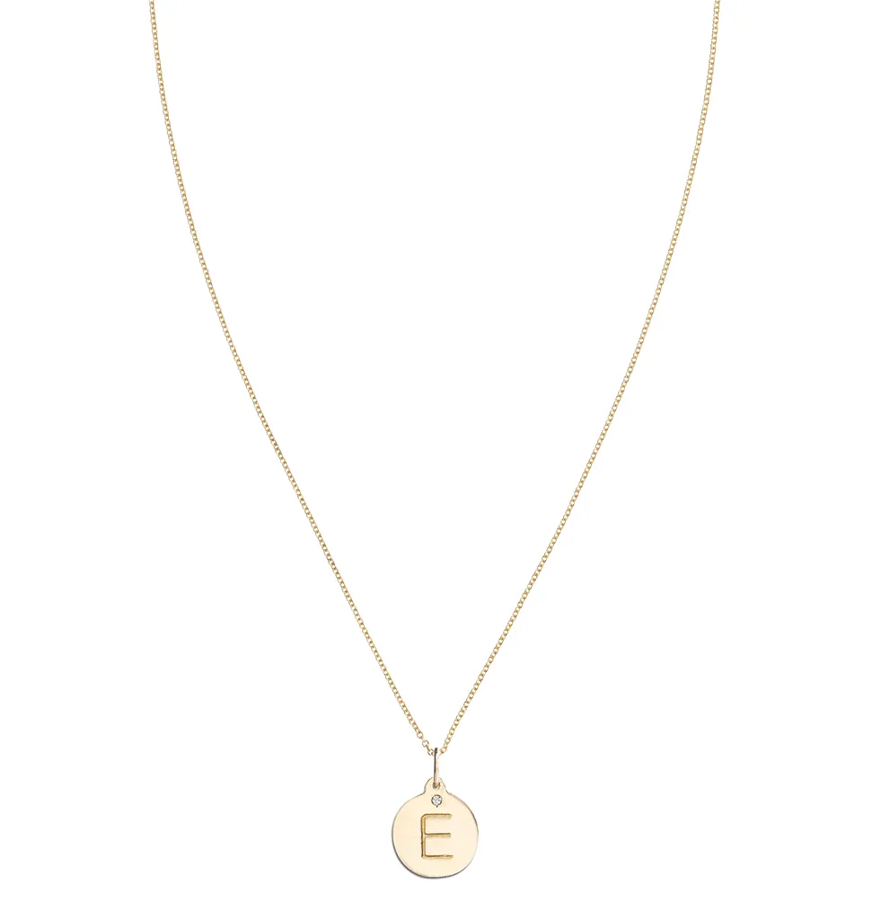 "E" Alphabet Charm With Diamond