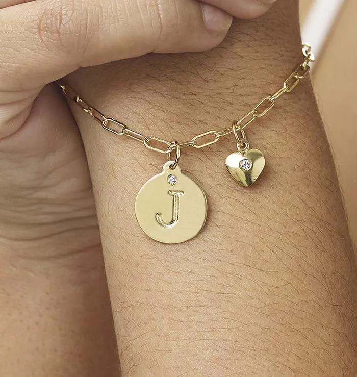 "E" Alphabet Charm With Diamond