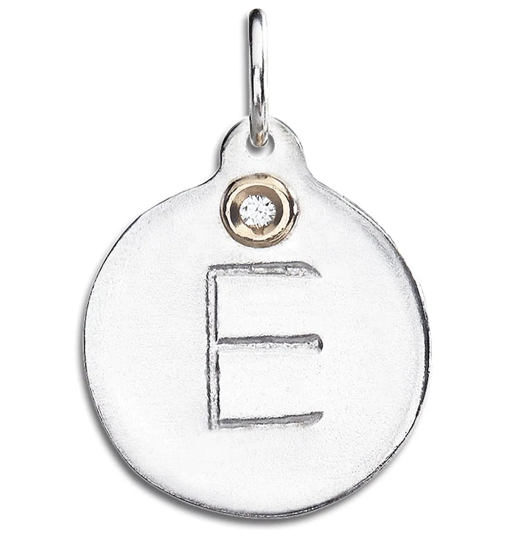 "E" Alphabet Charm With Diamond