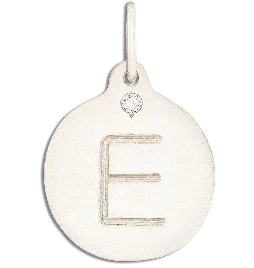 "E" Alphabet Charm With Diamond