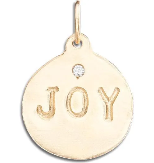 "Joy" Disk Charm With Diamond