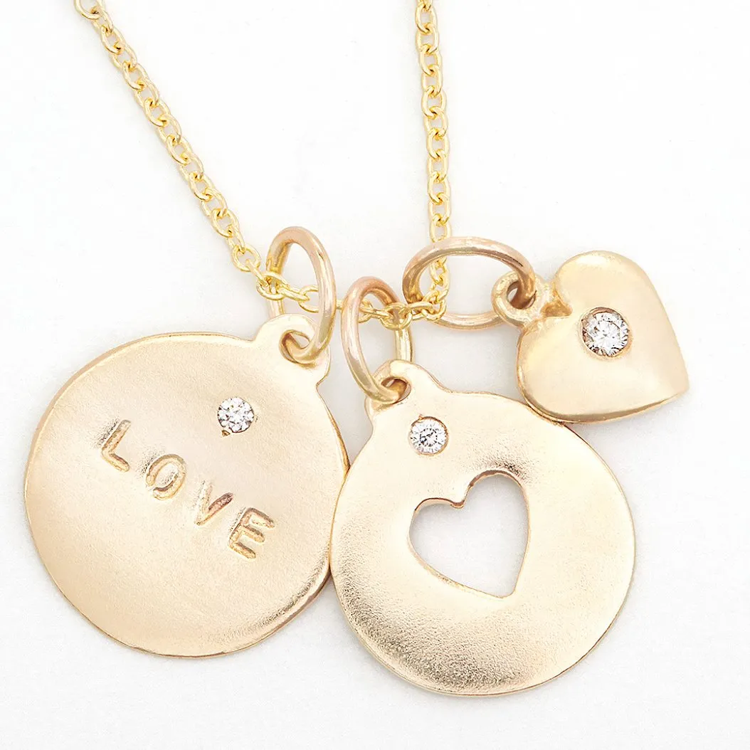 "Love" Disk Charm With Diamond