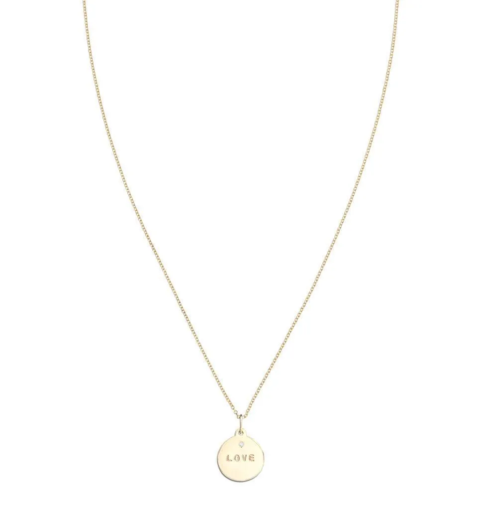 "Love" Disk Charm With Diamond