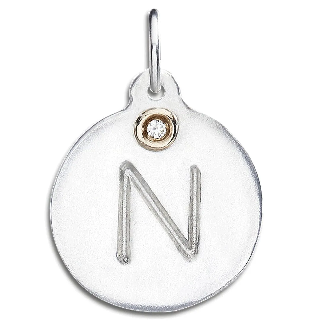 "N" Alphabet Charm With Diamond