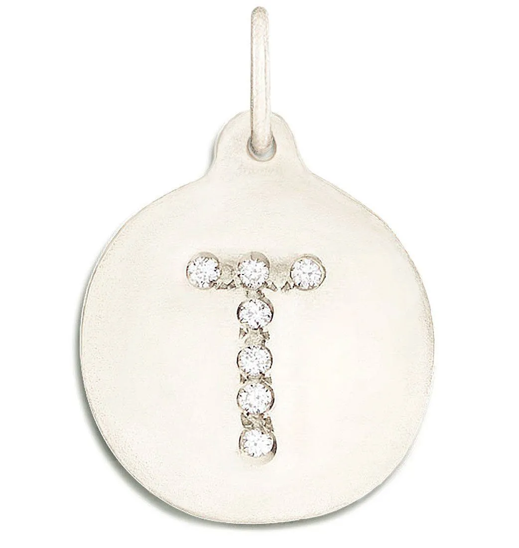 "T" Alphabet Charm Pavé Diamonds