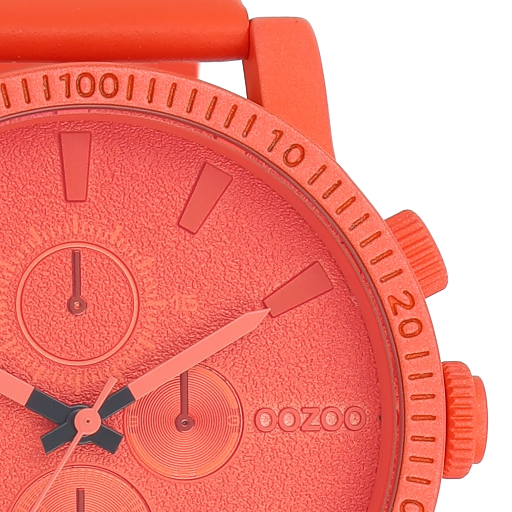 Red orange OOZOO watch with red orange leather strap - C11219