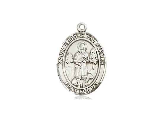 Saint Isidore The Farmer Silver Pendant And Silver Chain Religious